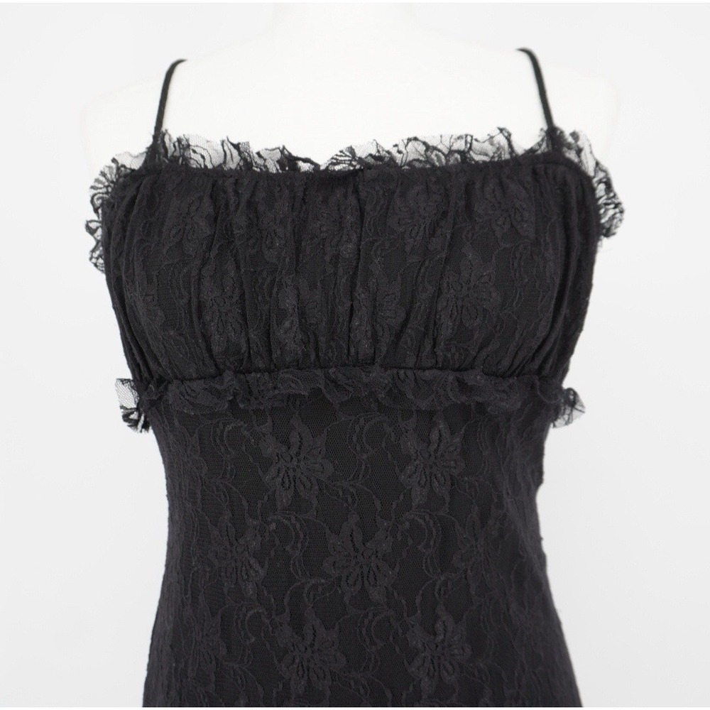 Vintage‎ Y2K Black Lace Overlay Milkmaid Dress Size 6 Gothic Dark